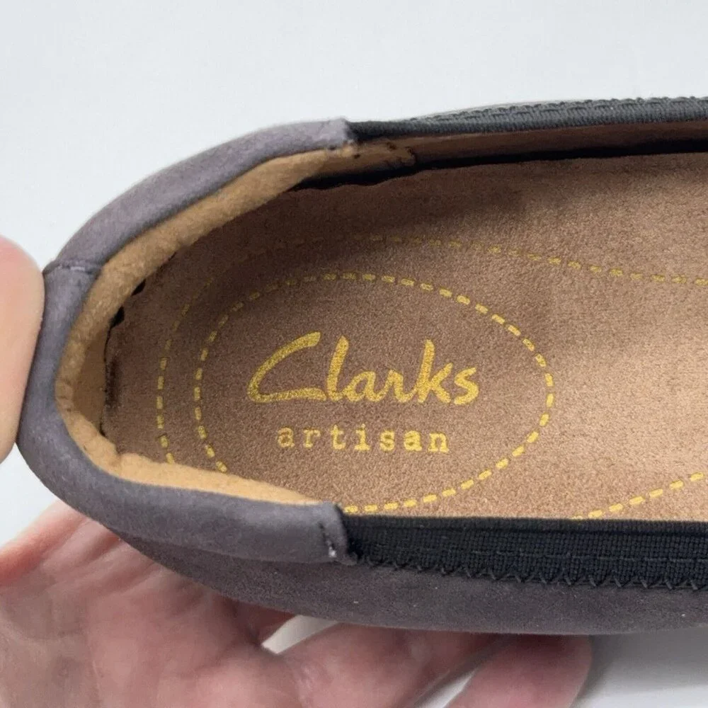 Clarks Artisan Nubuck Leather Slip On Shoes Daelyn Hill Purple Grey Platform 9 M - Picture 11 of 12